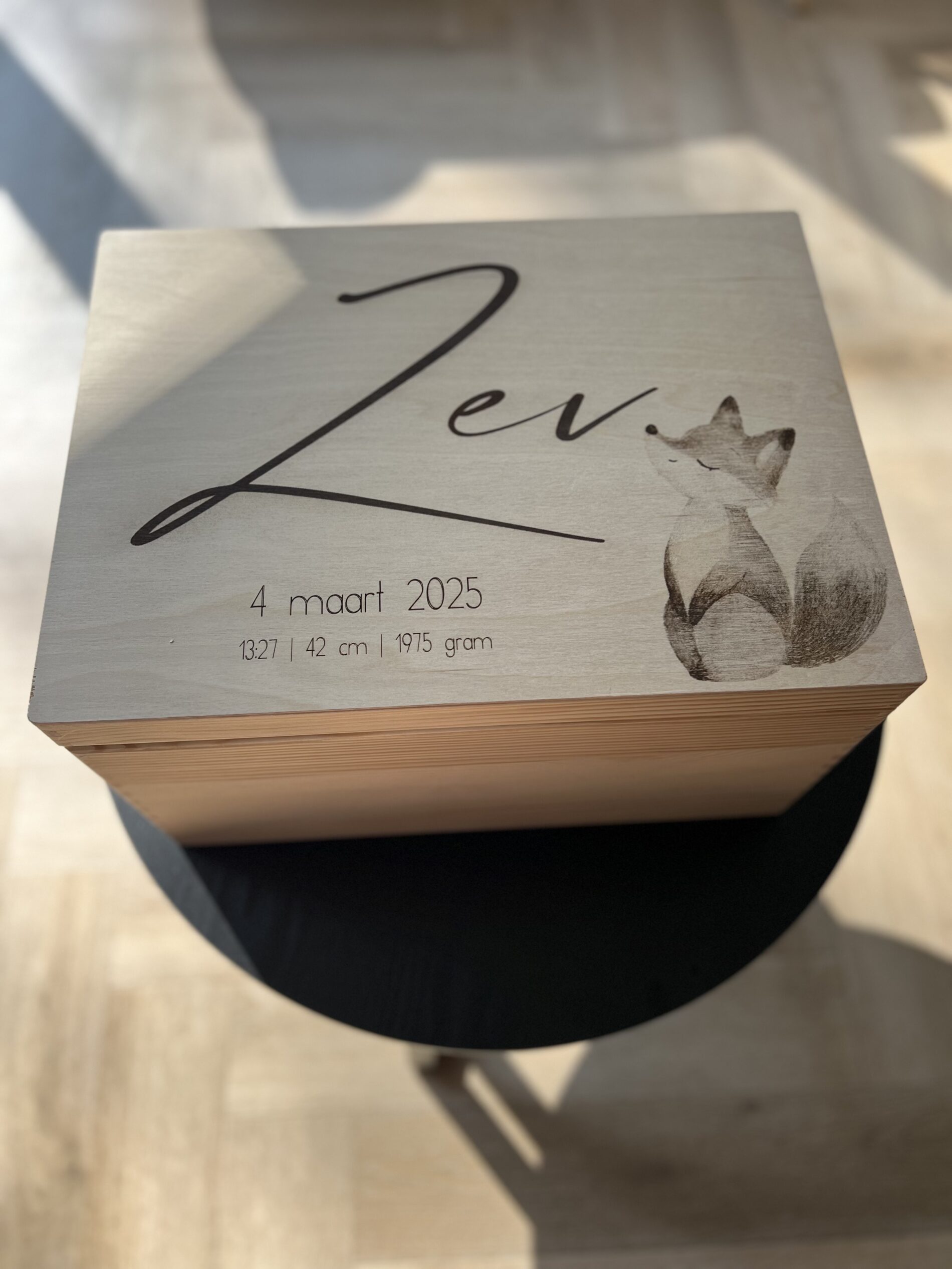 Geboortebox diertje onder + datum
